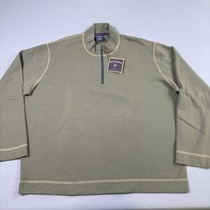 NWT Bills Khakis Pullover Sweater Mens Large Olive Green Fleece Half Zip Outdoor